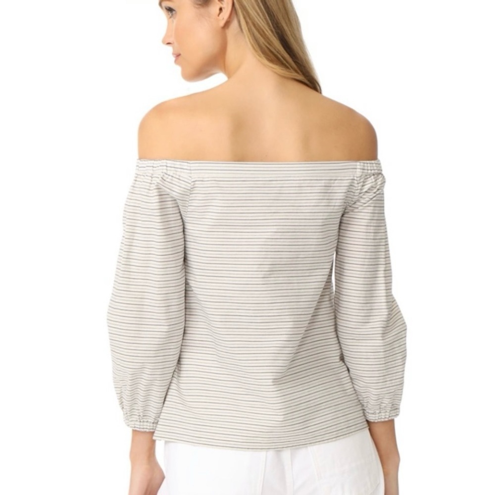 Madewell Indigo-Striped Jardin Off-the-Shoulder Peasant Top - Picture 6 of 16